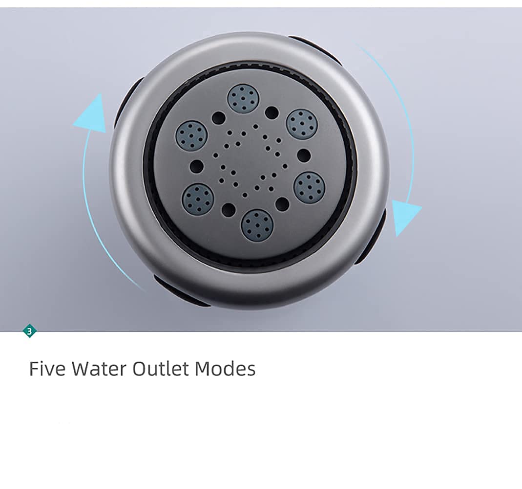 Soffione doccia ad alta pressione a 5 getti con tubo in acciaio inox – Esperienza di pioggia lussuosa per il bagno, facile installazione, potente flusso d'acqua, ideale per l'uso