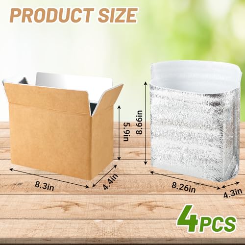 Image of UNIFAMILY 4pack Small Insulated Shipping Box for Frozen with Aluminum Foil Liner, Cold Shipping Boxes for Food, Reusable Styrofoam Cooler Mailing Box for Hot Frozen Food Delivery