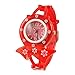 Ruilogod Impression de Fleurs Tasse en Plastique Montre-Bracelet Sport Rouge pour Enfants