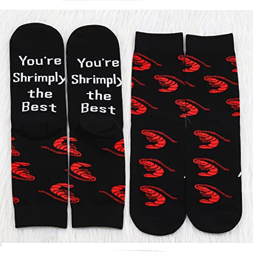 MBMSO 2 Pairs You're Shrimply the Best Socks Shrimp Pun Gifts Socks Funny Shrimp Gift for Shrimp Lover You're Simply the Best4