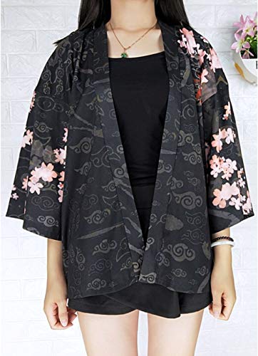 Image of LAI MENG FIVE CATS Women's Summer Cardigan Lightweight Kimono Floral Print Loose Cover up Casual Tops