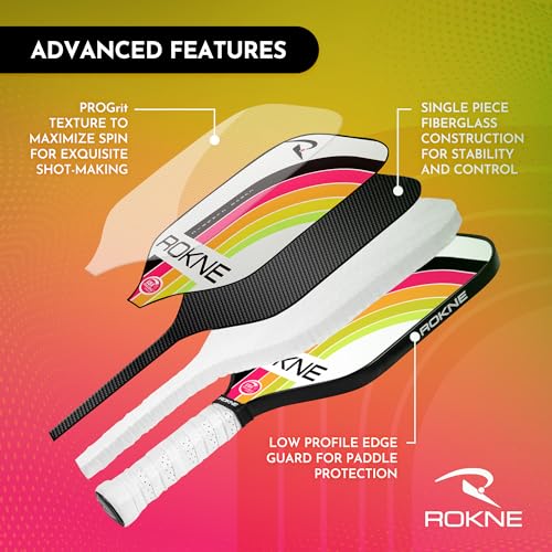 Image of ROKNE Curve Classic Pickleball Paddle | USAPA Approved Fiberglass Pickleball Paddles | Elevate Your Game with Precision Engineering & Comfort | ProGrit Texture for Max Spin & Power | Paddle