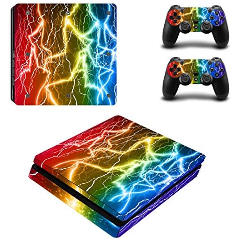 Wondder PS4 Slim Skin Sticker, Protective Vinyl Decal Skin Sticker for PS4 Slim Console + 2 Controller Skins + 2 x Silicone Thumb Grips (Colour 9) Cover
