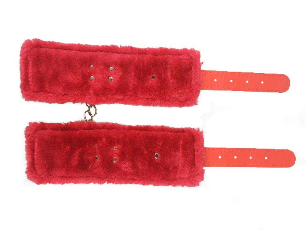 BONDAGERIE® Manette rosse per coppia con peluche, 100% materiale sicuro
