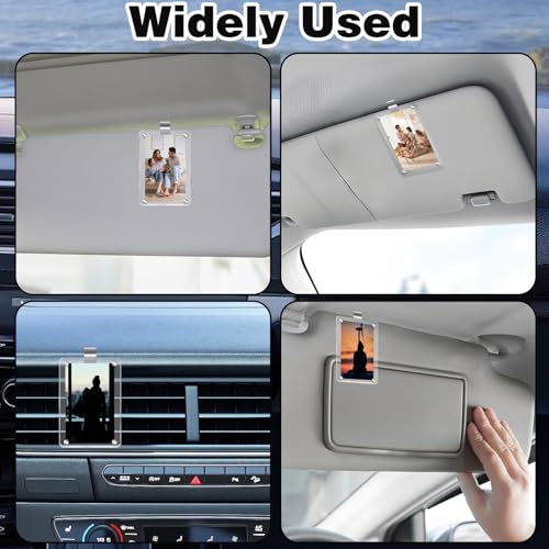 Image of HINGTAI Acrylic Magnetic Personalized Photo Holder Car Picture Frame, Car Picture Holder, Car Photo Holder Car Visor Clip, Personalized Car Accessories Can Be Used to Add Your Personal Photo