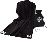 Vista 24 de BLESSUME Mantel de cartas de tarot de altar con bolsa de tarot adivinación Wicca Velvet (azul 2)