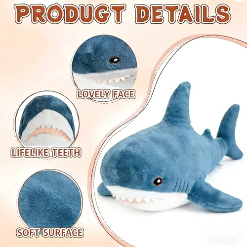 Image of Djungelskog Shark Plush, Shark Stuffed Animal, Shark Pillow for Home Room Decor- Ideal Gift for Kid Boy,Girl&Girlfriend (60cm /24inch)