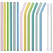 Produktbild WOWDSGN 12er farbig Trinkhalme aus Glas & 2er plastikfreie Reinigungsbürste,Glas Strohhalme Wiederverwendbar, umweltfreundlich, bruchfestig, BPA-frei & bleifrei, Maße (Ø x L): 8 x 200 mm