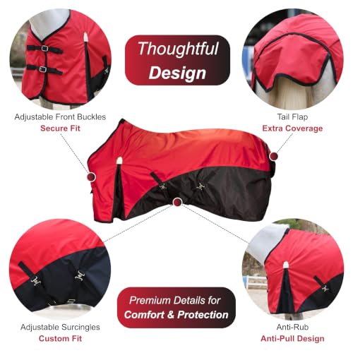 Image of BARN & STABLE 600D Ripstop Lightweight Horse Turnout Sheet No Fill,Water-Resistant & Breathable Horse Blanket for Spring and Mild Weather, with Anti-Rub Fleece Withers