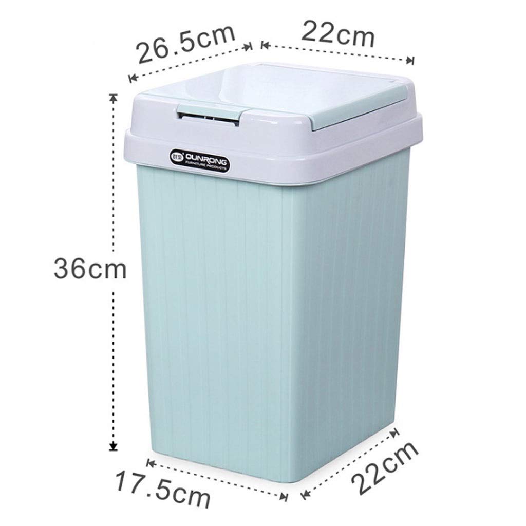 MYBA Pattumiera Bidone della Spazzatura di plastica Bidone della Spazzatura Bidone della Spazzatura Quadrato con Coperchio Tipo di Cucina Bagno (10 Litri, 16 Litri) Cestino per