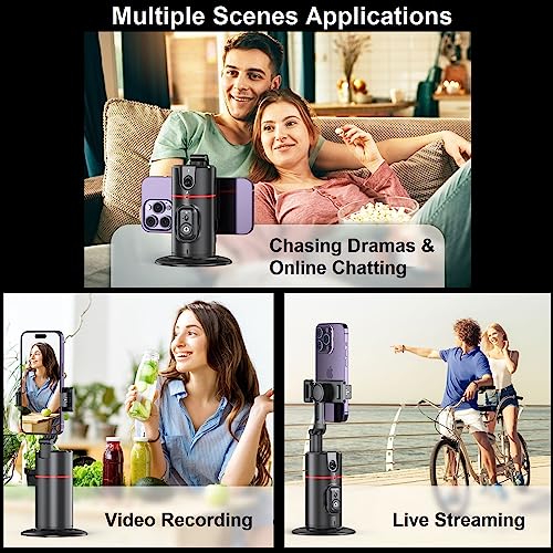 Image of Auto Face Tracking Tripod 360 Rotation Cell Phone Photo & Video Kits Stand, No App, Rechargeable Tracking Phone Holder Smart Shooting Camera Mount for Live Video Recording Tiktok Vlogging
