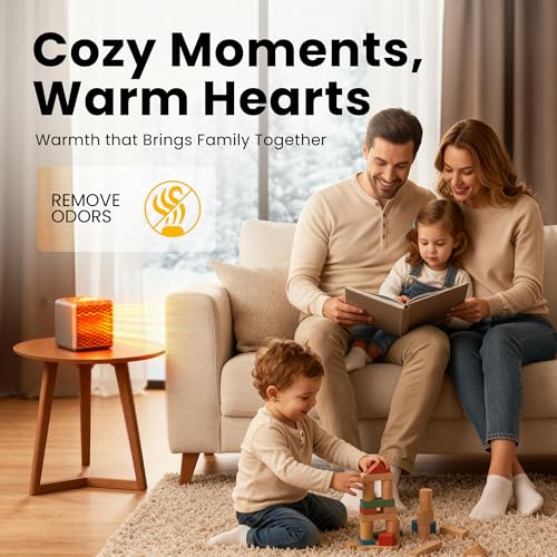 Handy Heater Pure Warmth Ceramic Space Heater for Bedroom, Basement, Indoor Use, Electric, Small and Portable, 1200W, Energy Efficient, ETL Certified by EMSON - Image 5