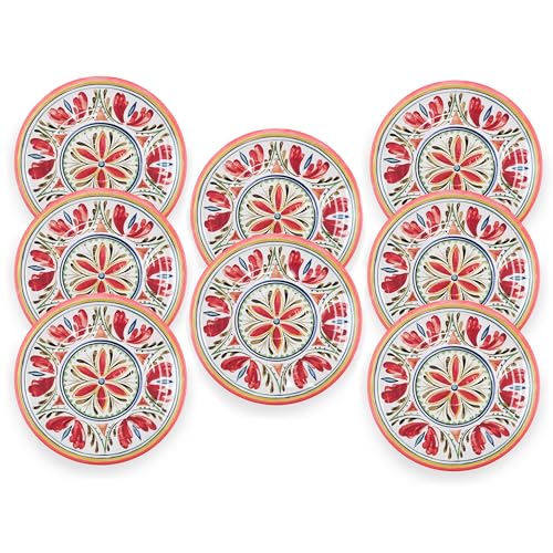 Auntie Morags Re-usable Outdoor Camping/BBQ Plastic Melamine - Dinner Plate Set (Mediterranean, 8)