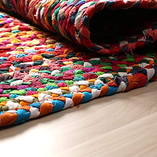 Image of Handmade Natural Jute Cotton Natural Fibers Floor /Door Mat Rugs Furnish Decor Striped Rectangular Design Carpet for Bedroom Living Room (JUTE005, 2x3-Runner)