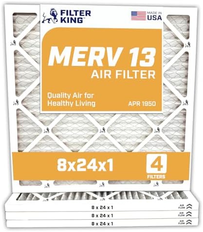Filterbuy 8 In. X 24 In. X 1 In. MERV 13 (FPR 10) Health Defense Pleated HVAC AC Furnace Air Filters Replacement (3-Pack) AFB8x24x1M13Apk3 - The Home Depot