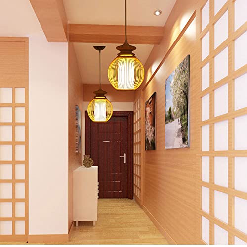 Luz de colgante de estilo sudeste asiático en bambú y rosca E27 2