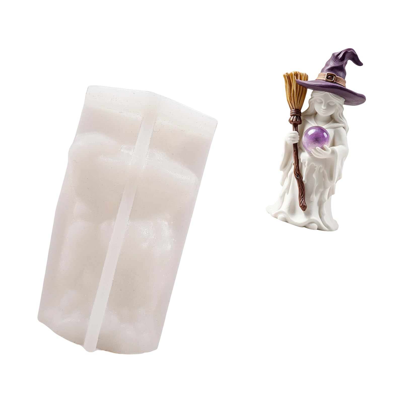 Ljmyy Witch Silicone Candle Halloween Themed Silicone Mould for Handmade Candle Making Soap Chocolate and Resin Casting