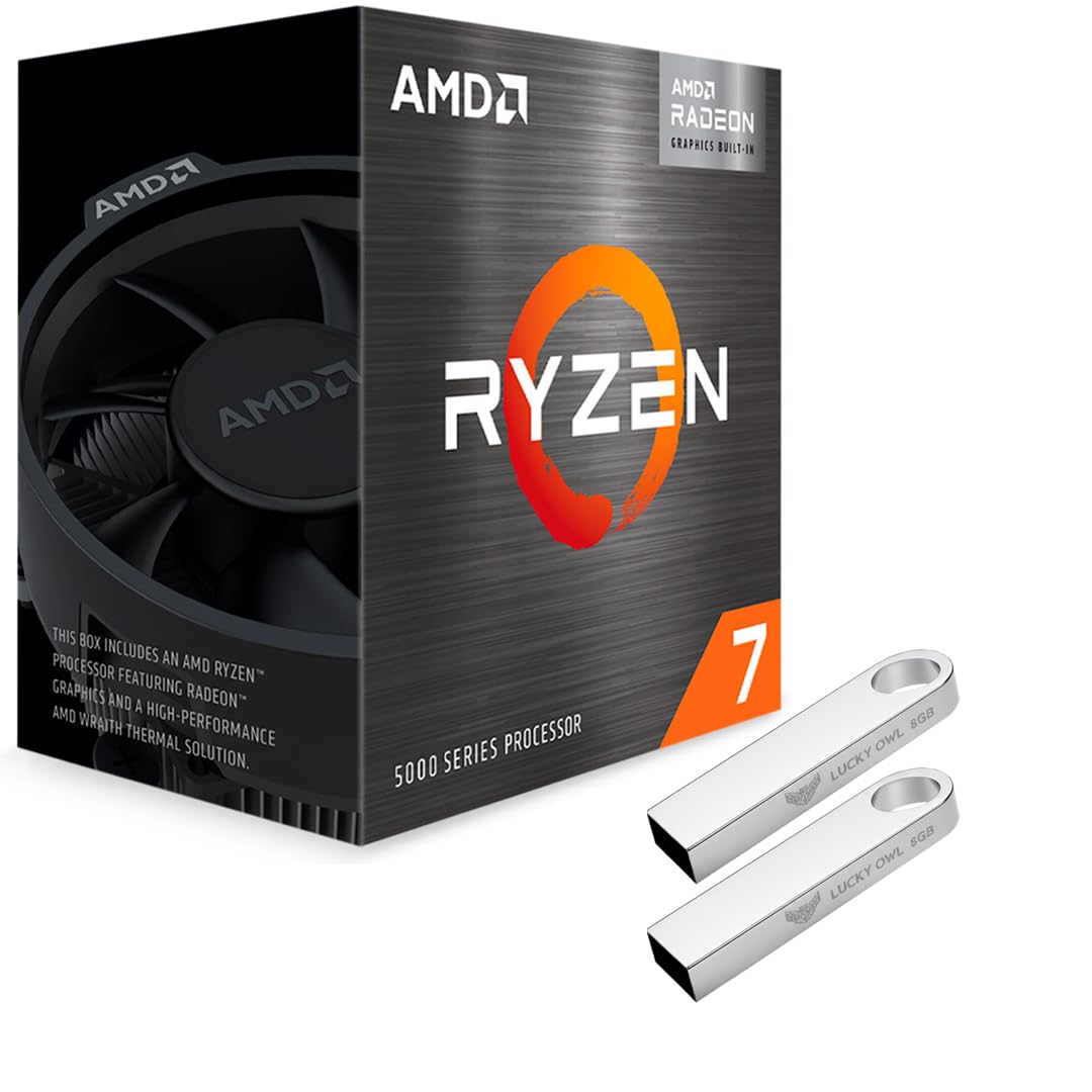 AMD Procesador Ryzen 7 5700G Radeon Graphics, Socket AM4, 4.60GHz, 8 Núcleos, 16MB Caché - Incluye Disipador + 2 Memorias USB Lucky Owl Metalica 2.0.