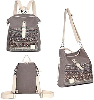 Womens Backpack Purse, Canvas Purse 3-Way Crossbody Bag Boho Shoulder Tote Bags Girls