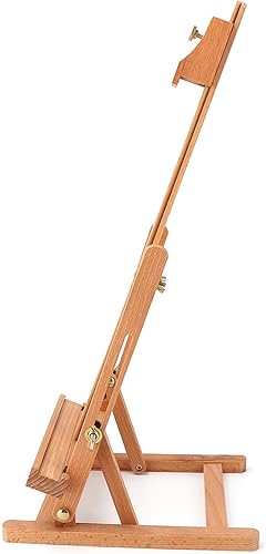 Miniatura 9 de Caballete de estudio con marco en H de escritorio, soporte de escritorio ajustable para pintar y exhibir artistas de madera