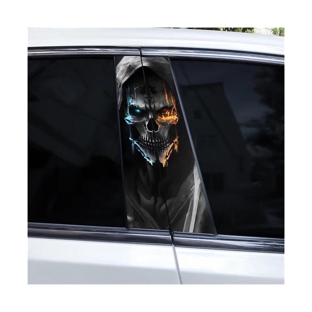 Car Parts 2pcs Grim Reaper Car B-Pillar Sticker DIY Vinyl Waterproof Car Door Pillar Decal(D)