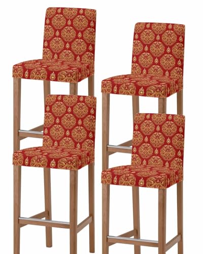 China Dragon Bar Stool Cover Set of 4, Washable, Backrest