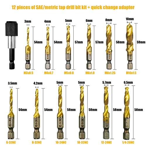 TIKSCIENCE Drill and Tap Set Titanium Combination Drill Tap Fit for