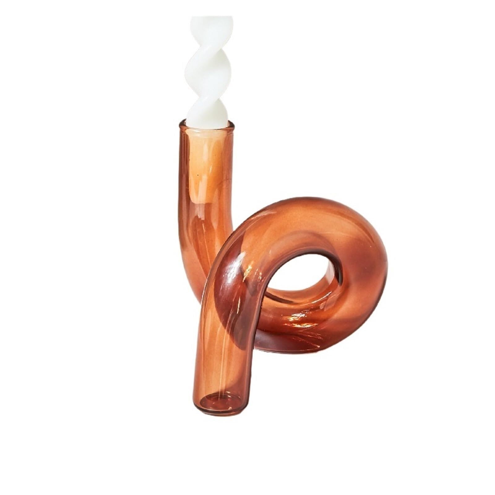 Candle Holders Glass Vases Clear Flower Vase Candle Holders Wedding Centerpieces Home Decoration Table Candlestick Holder(Brown Vase)