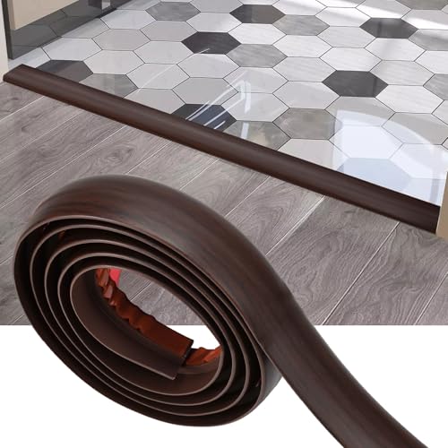DIKEBAO Tira de Umbral Autoadhesiva de 2 m Perfil Para Alfombra Perfil Transición Marrón Suelo Perfil de Acabado Suelo Laminado Tira de Transición Suelo Perfil Transición Suelo Autoadhesivo Tapajuntas