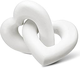 Valentines Day Decorations Wooden Interlocking Hearts Neutral Valentines Decor Wooden Love Knot Heart Couple Gifts Aesthetic Love Statues Shelf Decor Coffee Table Accessories(Classic White)