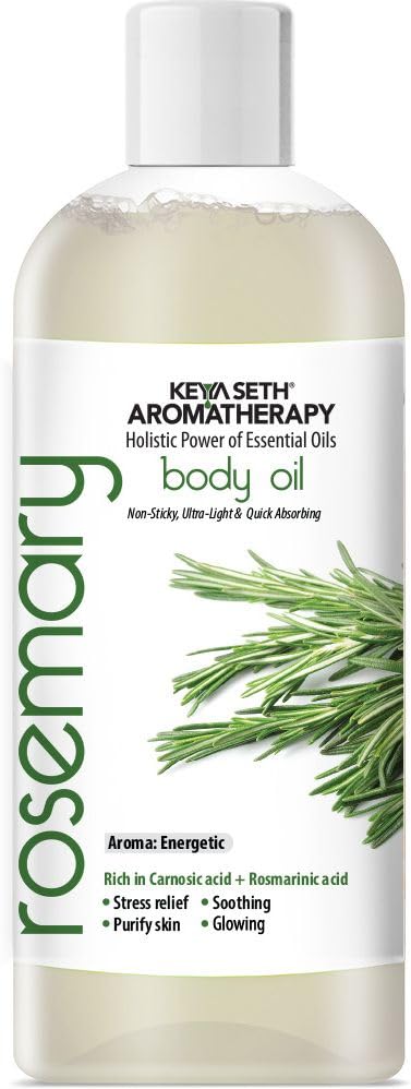 Image of KEYA SETH AROMATHERAPY Rosemary Body Oil - Stress Relieving, Anti-Ageing & Soothing For Glowing Skin; Non-Sticky, Quick-Absorbing 400ml