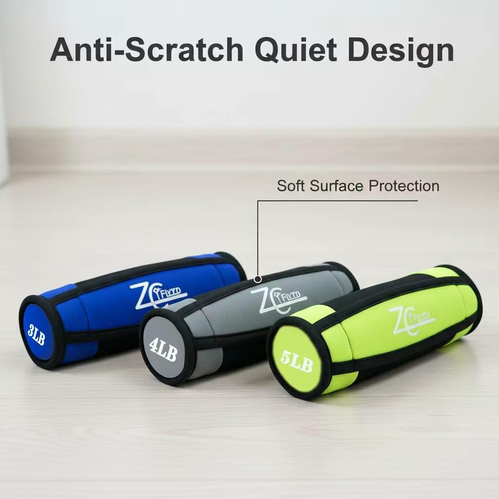 Hand Weights Set for Women & Men, 2lbs 3lbs 4lbs Soft Dumbells Set of 6, Walking Weight Sets with Hand Strap, Home Workout, Strength Training, Fitness, Jogging (2lbs x2, 3lbs x2, 4lbs x2)