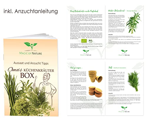 Magic of Nature Oma`s Küchenkräuter Box - Anzuchtset - 5 Sorten frische BIO Kräuter Samen - Zum Selberzüchten oder zum Verschenken - Image 5