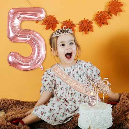 YeohJoy Rose Gold 5th Birthday Decorations Girl by YeohJoy - Used condition - Image 2