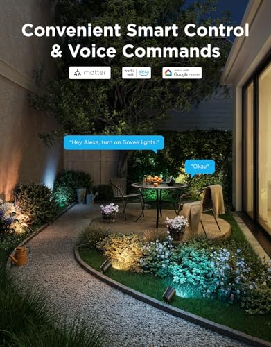 Image of Govee Outdoor Spotlights Lite 4 Pack, IP67 Waterproof Spotlights, WiFi | Landscape Lighting Work with Alexa, Matter and Google Assistant, RGBWIC Color Changing Light for Outdoor Decor, Patio Decor
