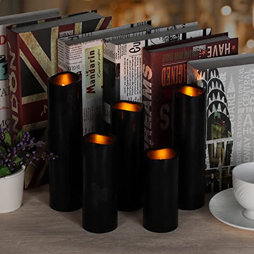 Image of antizer Flameless Candles Led Candles Pack of 9 (H 4 inch 5 inch 6 inch 7 inch 8 inch 9 inch x D 2.2 inch) Black Real Wax Battery Candles with Remote Timer