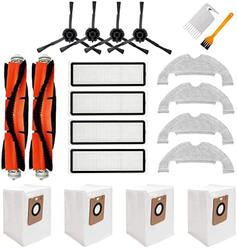 Chuancheng 20Pcs Accessories Kit for Dreame Bot Z10 Pro L10 Plus Vacuum Cleaner, 2 Detachable Main Brush, 4 Hepa Filter, 4 Side Brush, 4 Mop Cloth, 4 Dust Bag, 2 Cleaning Brush