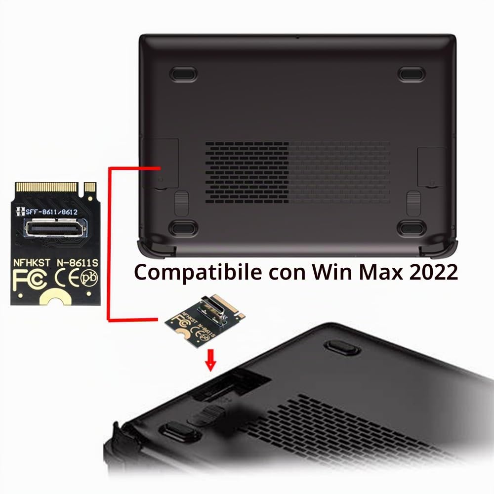 Adattatore host verticale 2230 PCI-E4.0 M.2 M-Key a Oculink SFF-8612 SFF-8611 per NVME U.2 SSD eGPU, NF-SF-023-2230MM