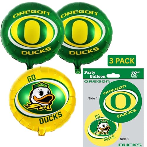 Image of University of Oregon Balloons 3 Pack-2-sided Ducks Mylar Ballons-Havercamp | Set of 3 double-sided Oregon Ducks mylar balloons, perfect for game days, graduations, birthdays, and fan celebrations.