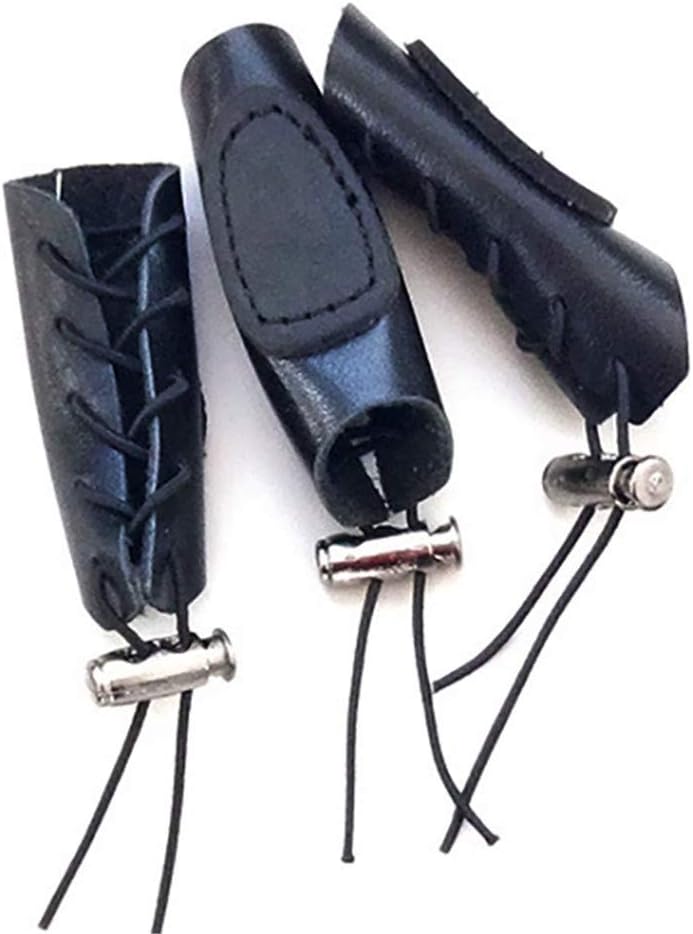 HRCHCG Archery Gloves Bow Finger Tab Leather Tradition Recurve Bow American Hunting Bow Hand Guard Protect Hand Finger (Pack of 3)