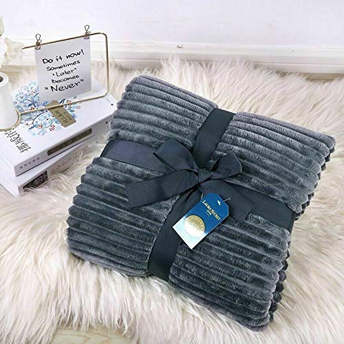 H-Z Chunky Rib Throws Soft Warm Blanket Sofa Bed Double And King Sizes 5 All season Blanket Throw(CHARCOAL DOUBLE 150 X 200cm)