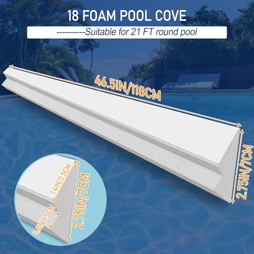 Image of 46.5 inch 18PCS Peel and Stick Pool Cove for 21' Round Above Ground Pool, Closed Cell Foam Peel and Stick Above Ground Pool Cove with Adhesive Backing, Protect Pool Liner, Prevents Excess Wear