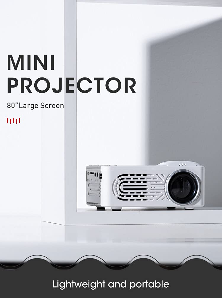 Mini proiettore portatile a LED colorato con interfacce HDMI USB AV e telecomando per regalo per bambini, video film, partito, all'aperto e intrattenimento