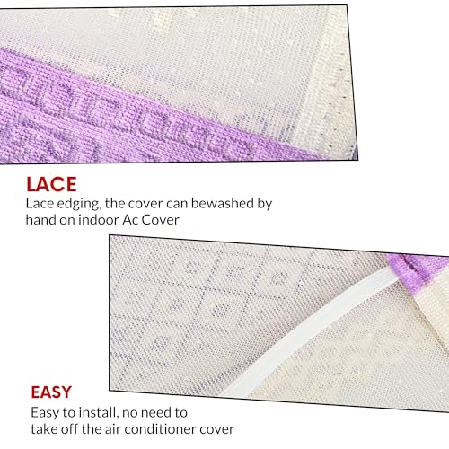 Image of Cotton Net Split AC Cover Indoor Unit for 2 Ton Capacity AC, Premium Work Indoor AC Dust Protection Cover Designer Summer Ac Cover for 2 Ton Ac (38 X 15.35 X 7.8 inch, Purple)