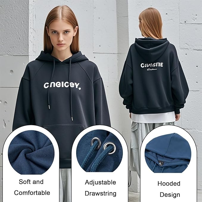 Sweat Personnalisable Unisexe, Sweat a Capuche Personnalisé avec Texte ou Photo Imprimée Avant/Arrière, Pull Personnalisé Couple Hoodie à Manches Longues Pour Automne Hiver Chaud avec Poches, S-3XL