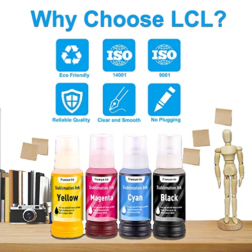 LCL 200ML Cyan Sublimation Ink Refill for Supertank Inkjet Printers ET-2720 ET-2760 ET-2800 ET-2803 ET-3760 ET-4700 ET-4800 ET-7720 ET-2400 Heat Press Transfer on T-Shirt Mug Mask (Autofill/Anti-UV)