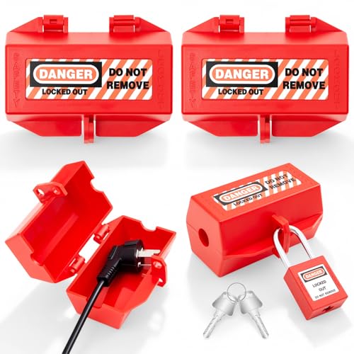 Image of Zonon 4 Sets Electrical Plug Lockout Kit with Safety Padlocks Keys & Tags