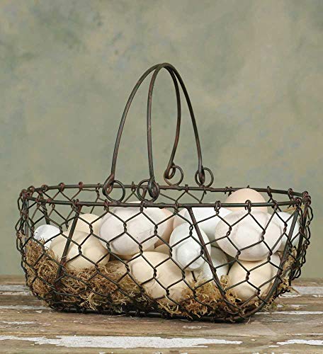 Colonial Tin Works Gathering Basket In Green/Rust (1) #TOP16