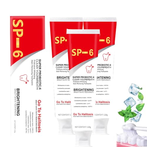 SP-6 Dentifricio sbiancante probiotico,Toothpaste Sp-6 Brightening, Dentifricio probiotico per alleggerire l'alito fresco dentifricio di pulizia profonda (3)