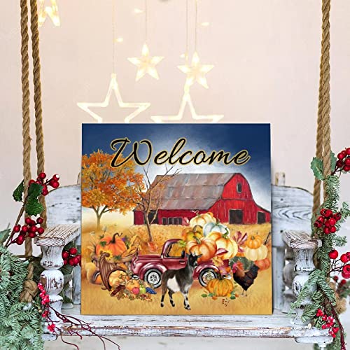 Panneau en bois Welcome Fall Pumpkin plaque érable décoration suspension automne